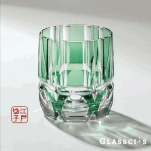 mikazi Green Bamboo Cut Crystal Whiskey Glass – Japanese Edo-Inspired Tumbler