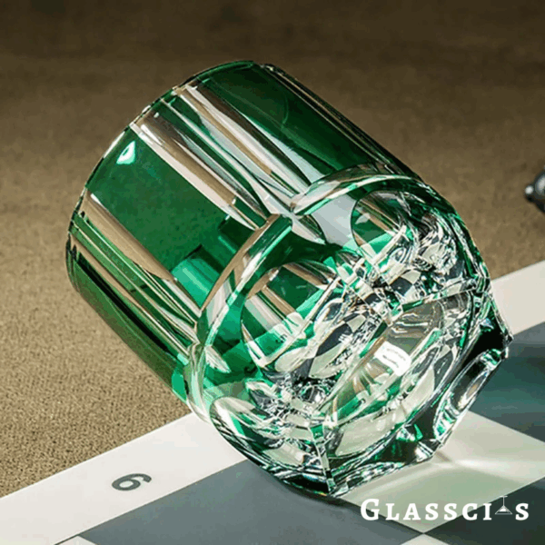 mikazi Green Bamboo Cut Crystal Whiskey Glass – Japanese Edo-Inspired Tumbler - Image 6