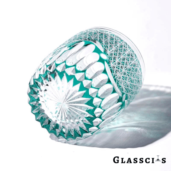 mikazi Seaform Green Cut Crystal Whiskey Glass – Japanese Edo-Inspired Tumbler - Image 6