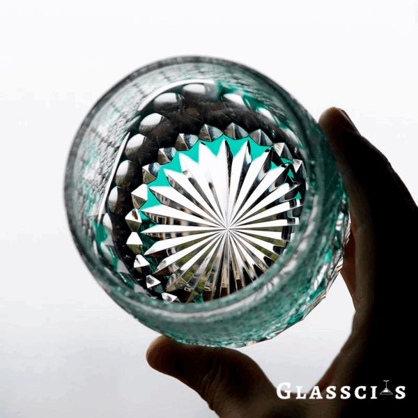 mikazi Seaform Green Cut Crystal Whiskey Glass – Japanese Edo-Inspired Tumbler - Image 9