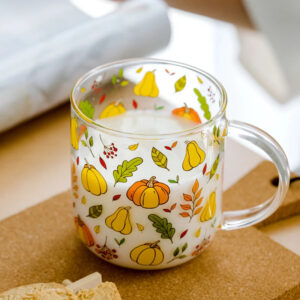mikazi Pumpkin Glass Mug – Heat-Resistant Fall-Inspired Tea & Coffee Cup