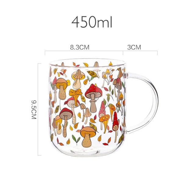 mikazi Mushroom Glass Mug – Heat-Resistant Cute Tea & Coffee Cup - Image 3