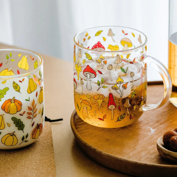 mikazi Mushroom Glass Mug – Heat-Resistant Cute Tea & Coffee Cup - Image 2