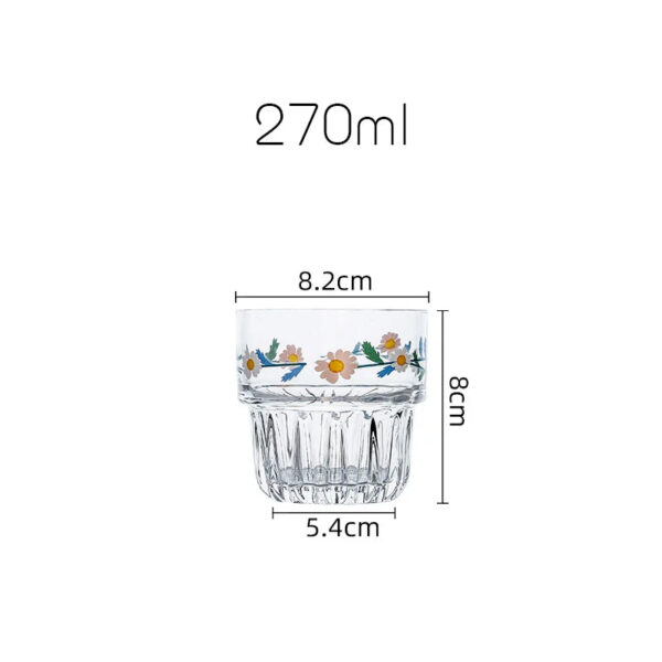 mikazi Korean Daisy Glass Cup – Small Floral Clear Drinking Glass - Image 7