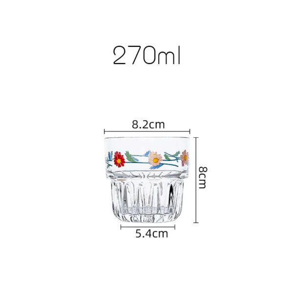mikazi Korean Daisy Glass Cup – Small Floral Clear Drinking Glass - Image 9