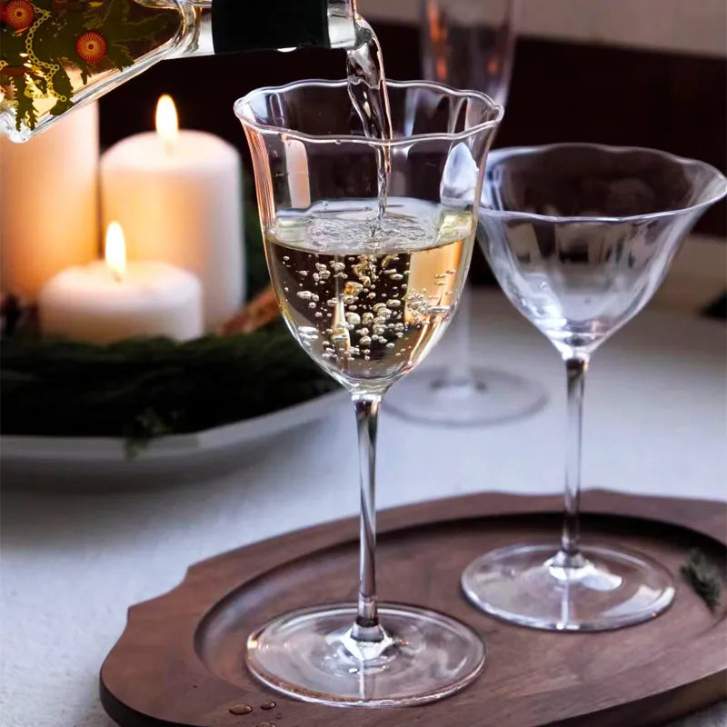 mikazi Vintage Floral Wine Glasses – Set of 2 Elegant Etched Goblets